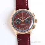 Swiss Grade 1 Breitling Premier Chronograph TW 7750 Watch Wood Dial in Rose Gold